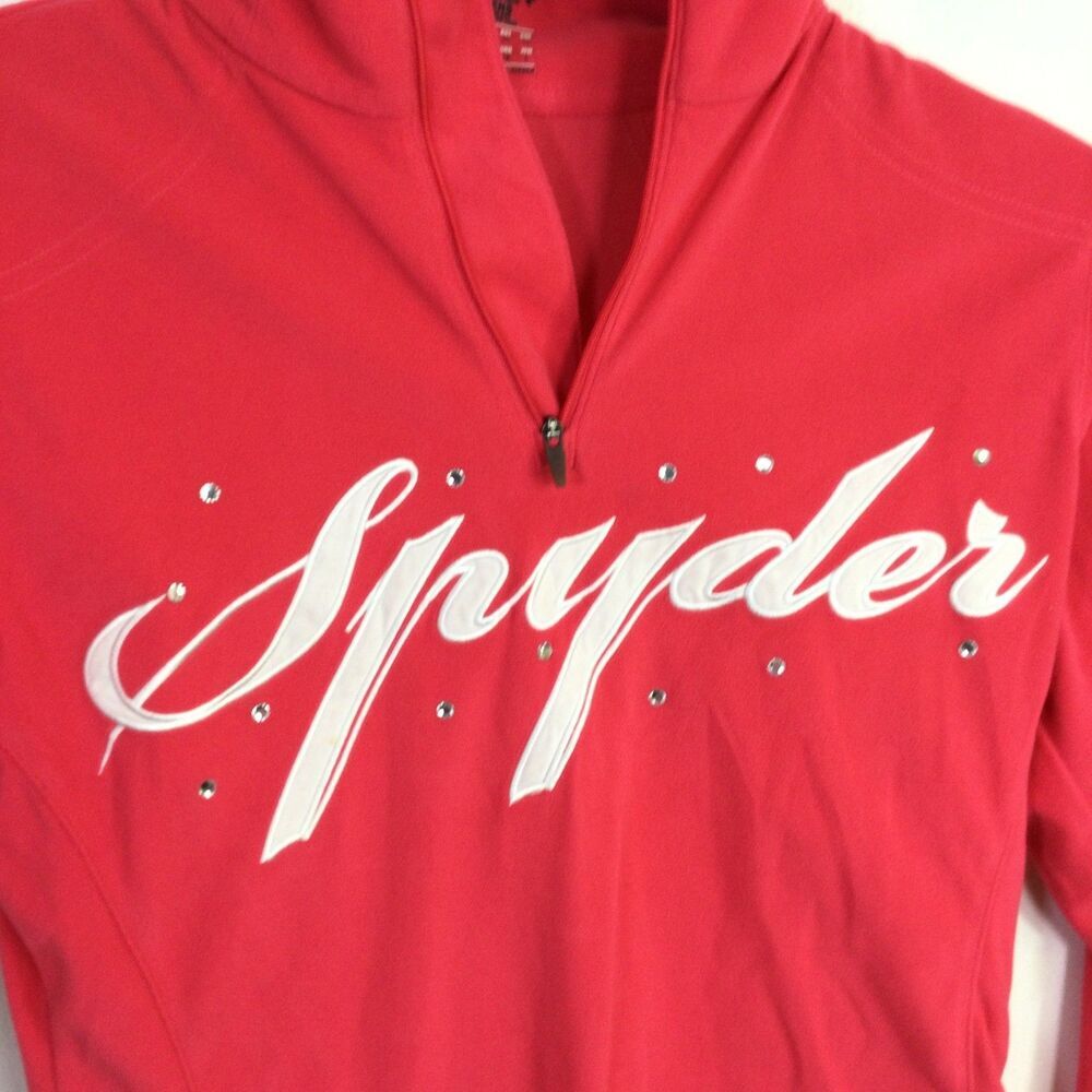 Spyder Womens Activewear Top 1/4 Zip Mock-Neck Long Sleeves Pink Size 10 - Picture 8 of 16